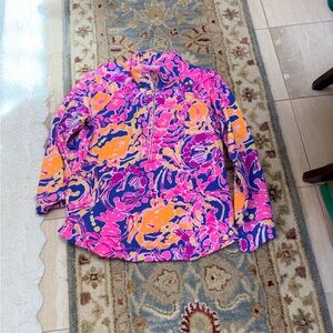 Lilly Pulitzer Vibrant Pink and Orange Skipper Popover  Shirt XL GUC